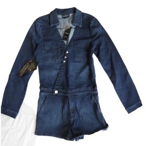 bebe Blue Denim Jumpsuit
